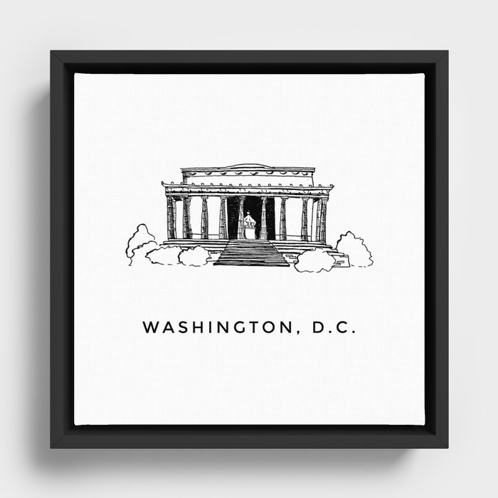 Lincoln Memorial DC Sketch Framed Canvas