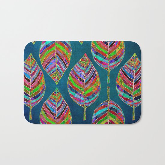 Multicolor Leaf Pattern Bath Mat