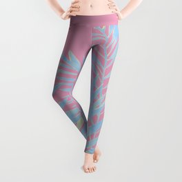 Palm Leaves Blue And Pink Leggings