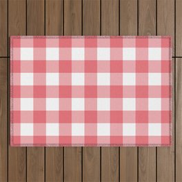 Classic Check - watermelon pink Outdoor Rug