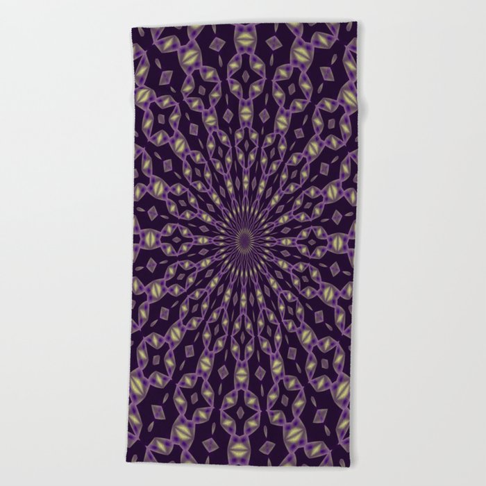 Radial Pattern In Violet and Yellow Beach Towel