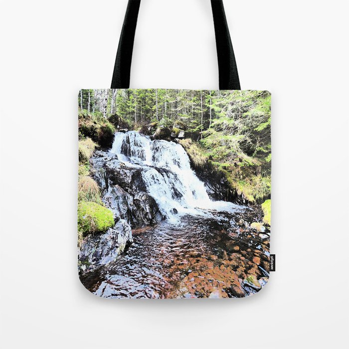 A Scottish Waterfall in I Art and Afterglow Tote Bag