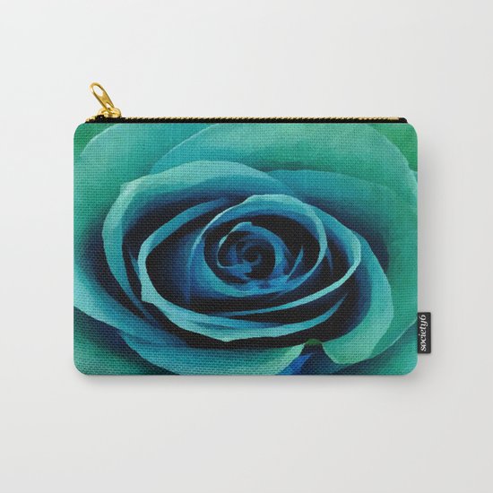 Painterly Rose - Blue- Green - Turquoise Carry-All Pouch