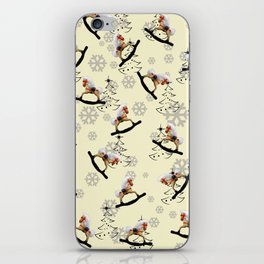 Merry Christmas Rocking Horse Trees pattern iPhone Skin
