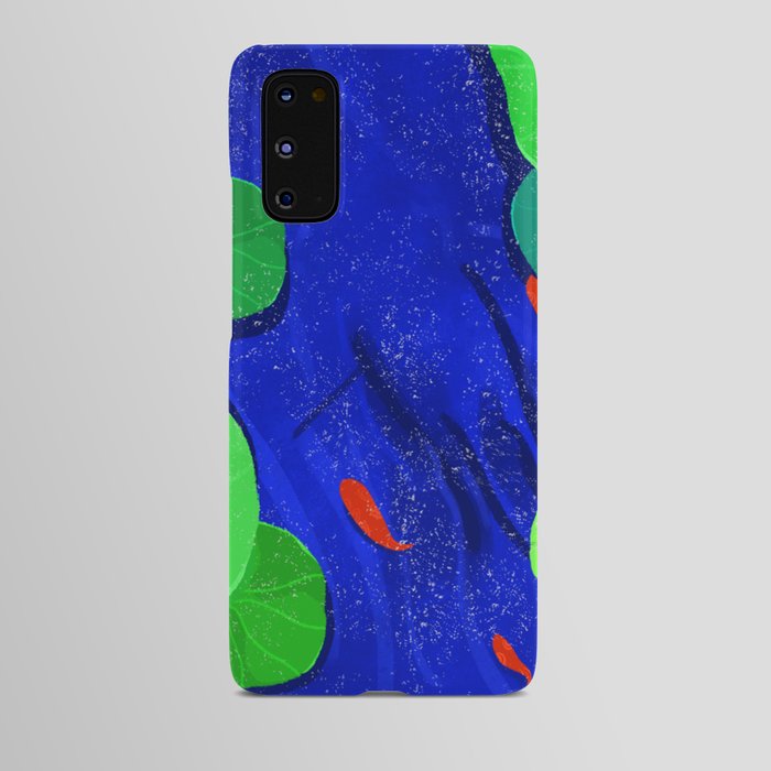 Abstract lake water surface with green leaves Android Case