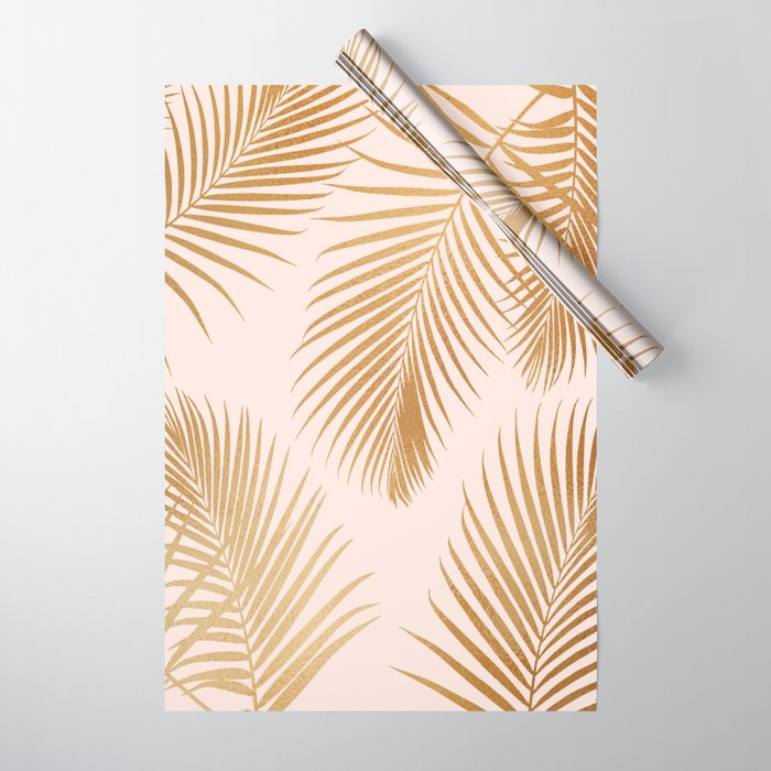 Golden Metallic Palm Fronds Design Wrapping Paper