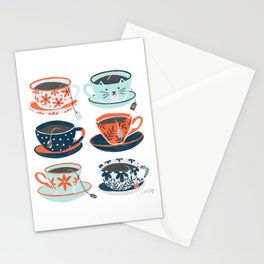 Tea Time – Coral & Teal Stationery Card