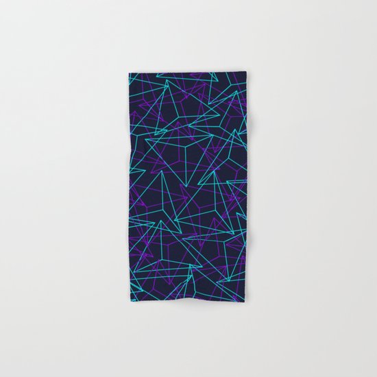 Abstract Geometric 3D Triangle Pattern in turquoise/ purple Hand & Bath Towel