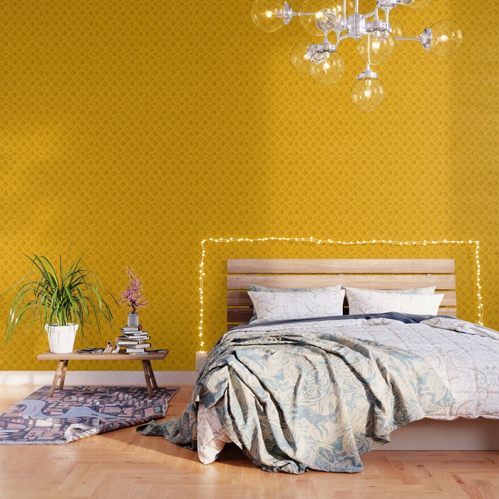 Christmas Pattern Yellow Retro Bauble Wallpaper