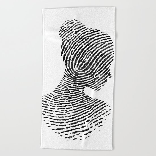 Fingerprint Silhouette Portrait No.1 Beach Towel