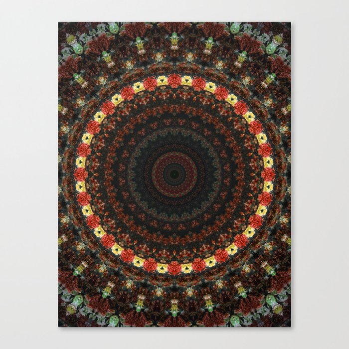 Brown and golden flowery mandala Canvas Print