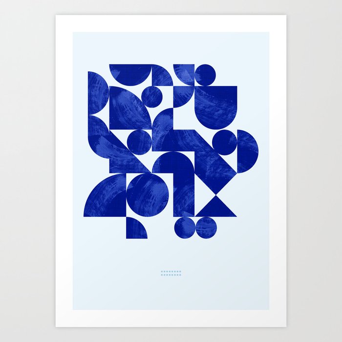 blue hues geometric Art Print