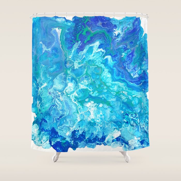Aqua Ocean Blue Shower Curtain By Madhattersdiary Society6