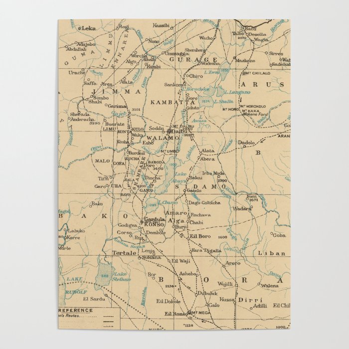 Vintage Map of Ethiopia (1919) Poster