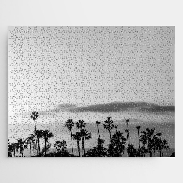 Black and White Beach Sunset Jigsaw Puzzle