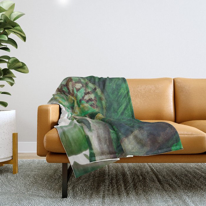 Chameleon in Watercolour Throw Blanket
