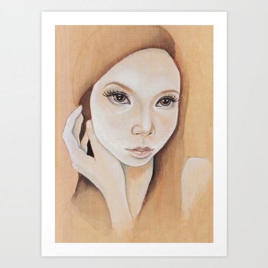 Self Portrait on Wood Art Print