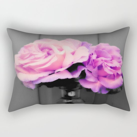 flowERS Pink Purple Pop of Color Rectangular Pillow