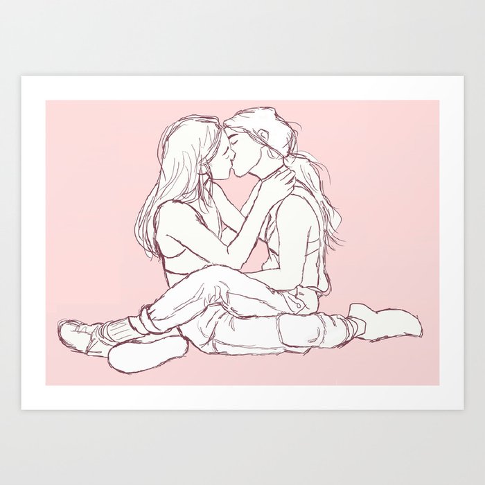 pink lesbians Art Print