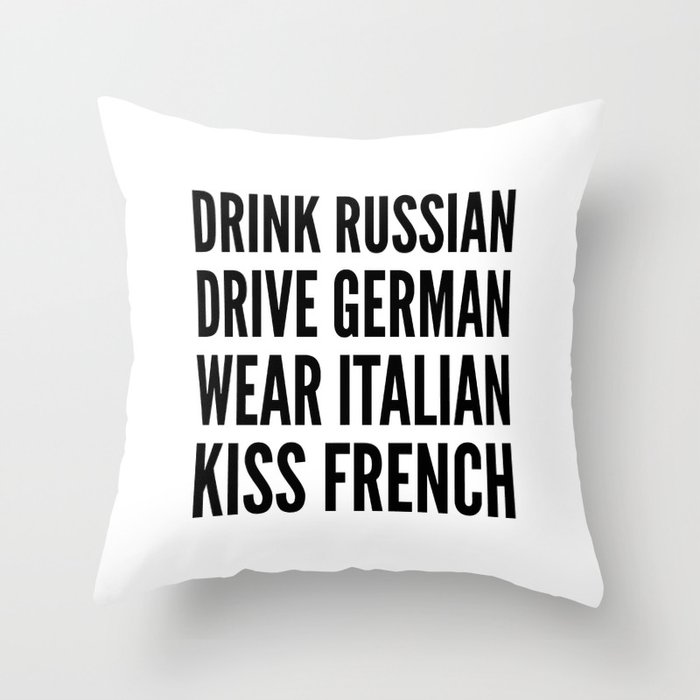 Russian German Italian French Throw Pillow