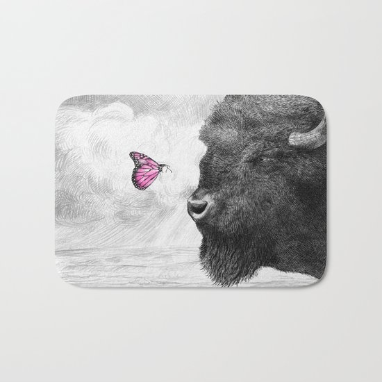 Bison and Butterfly Bath Mat