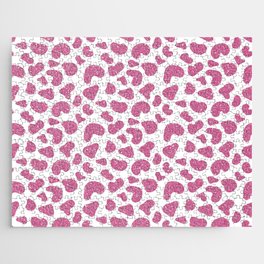 Chic Girly Pink Glitter Gradient Cheetah Print Jigsaw Puzzle