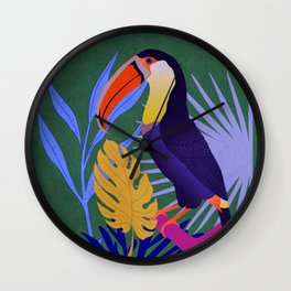 Tropical Toucan in Paradise Wall Clock | Paradise, Colorfulleaves, Playful, Colorfultoucan, Modernart, Tropical, Toucanlovers, Contemporaryart, Ceydigitalarts, Ceydabolat 