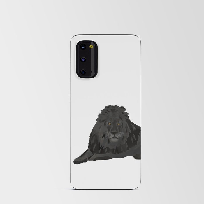  digital painting of a black lion Android Card Case
