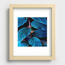 Peacock Blue Leaves Nature Background #decor #society6 #buyart Recessed Framed Print
