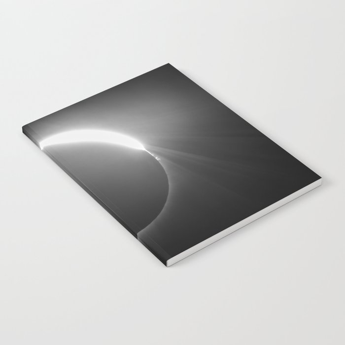 Diamond Ring - Total Solar Eclipse with Diamond Ring Effect in Black and White Notebook