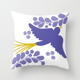 Talavera bird 5, lavender purples Throw Pillow