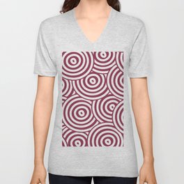 Dark Pink and White Hypnotic Circle Pattern Pairs DE 2022 Trending Color Scarlet Apple DEA146 V Neck T Shirt