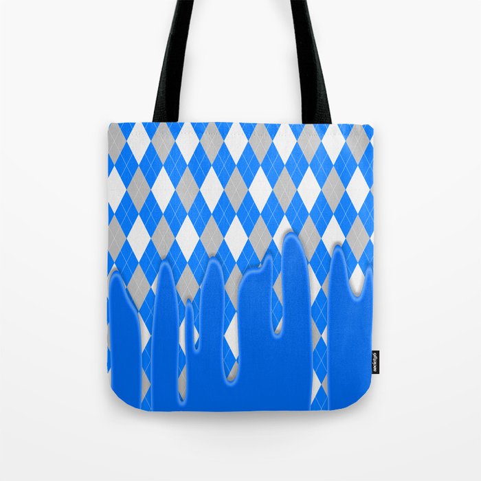 Blue Silver Plaid Dripping Collection Tote Bag