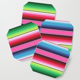 Pink Mexican Serape Blanket Stripes Coaster