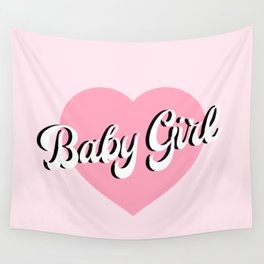 Baby Girl Pastel Pink Heart Wall Tapestry
