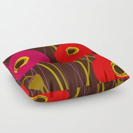 Red Poppy Flowers by Friztin Floor Pillow