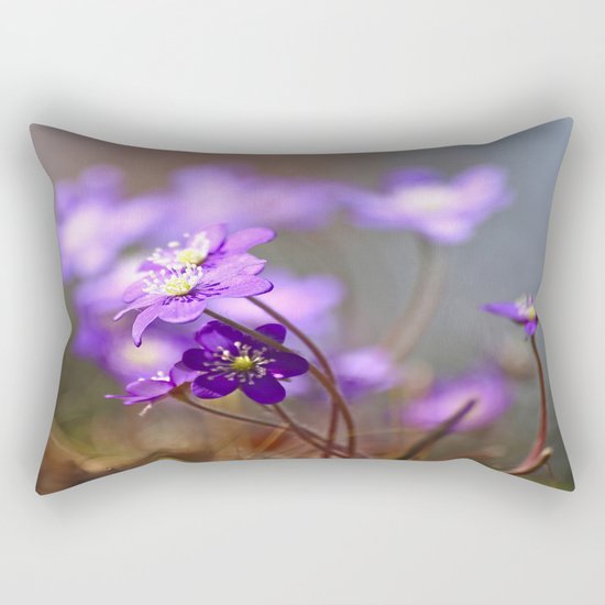 Hepatica In Spring Forest Rectangular Pillow