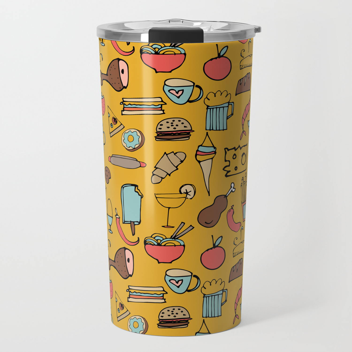 Food Frenzy Yellow Travel Mug By Susycosta Society6