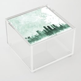 Boston Skyline & Map Watercolor Sage Green, Print by Zouzounio Art Acrylic Box