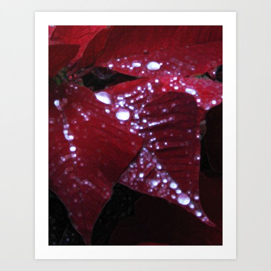 Diamonds on red velvet Art Print