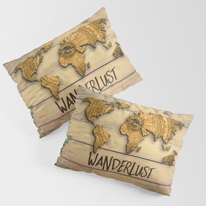 Wanderlust Vintage Map Pillow Sham