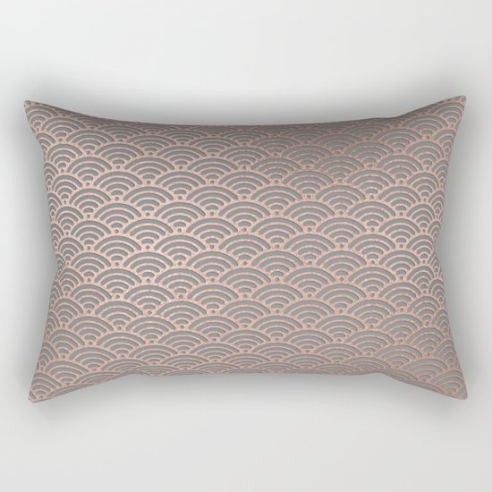 Rosegold mermaid pattern-on grey backround Rectangular Pillow