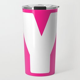 Y (White & Dark Pink Letter) Travel Mug