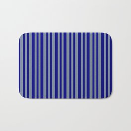 [ Thumbnail: Light Slate Gray and Blue Colored Lines/Stripes Pattern Bath Mat ]