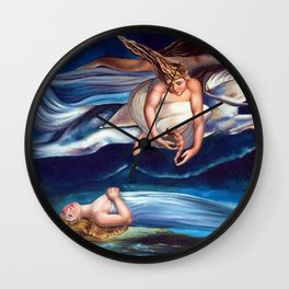 Angel of Love and Magic romantic lovers portrait painting by William Blake Wall Clock