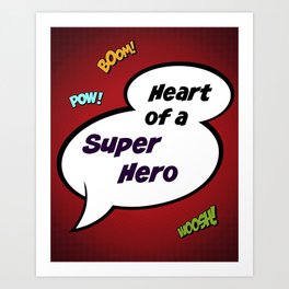 Heart of a Superhero Print Art Print | Typography, Graphic Design, Children, Pattern 