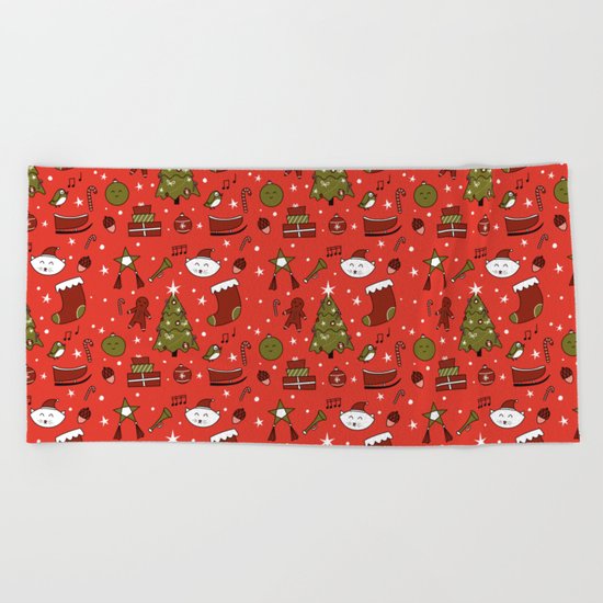 Merry Christmas Beach Towel