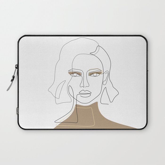Chic Tan / Beige girl face with short hairstyle Laptop Sleeve