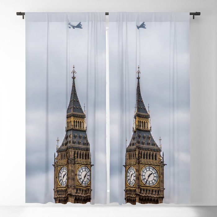 Great Britain Photography - Big Ben Under The Gray Cloudy Clouds Blackout Curtain