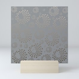 Geometric Round Abstract Hazelnut Circles On Pewter Gray Background Mini Art Print